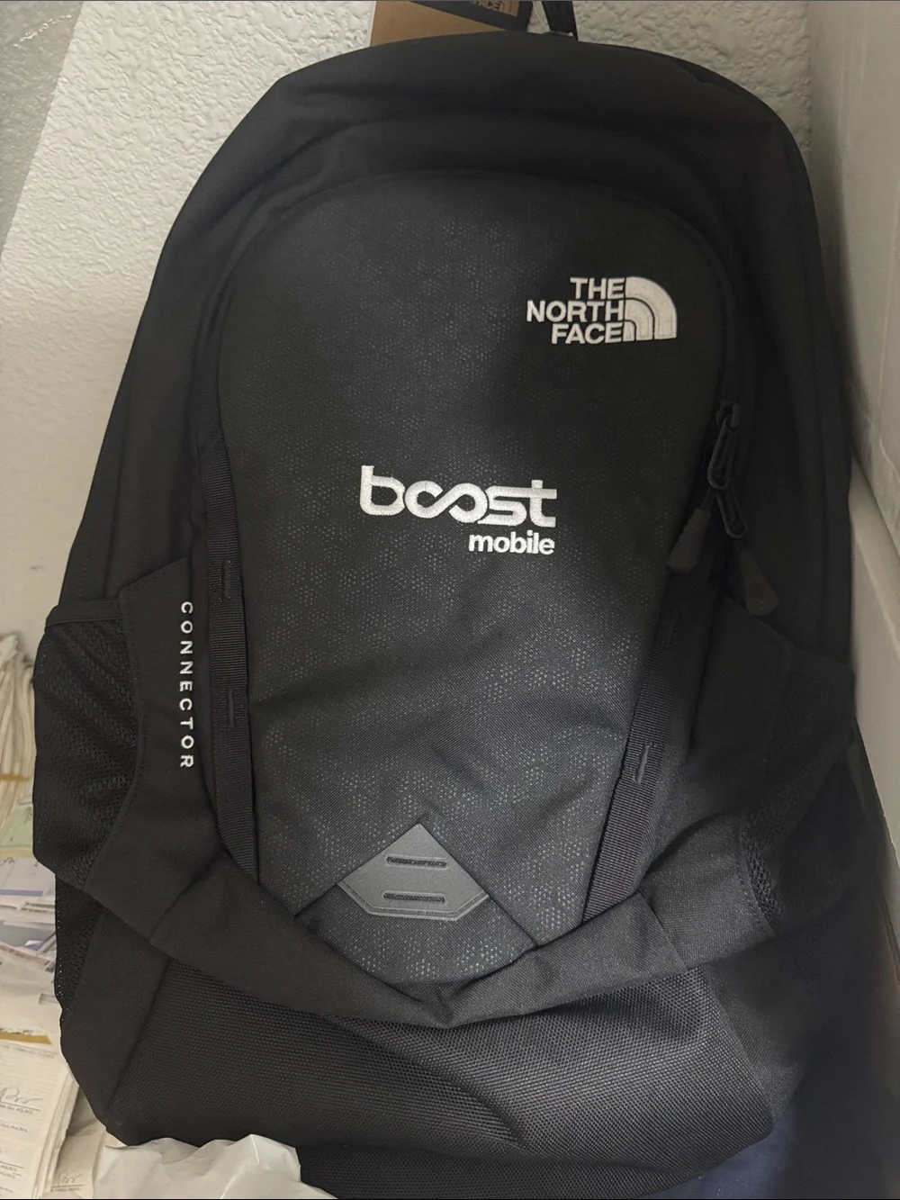 The North Face Black Connector Backpack with Boost Mobile Logo Rare